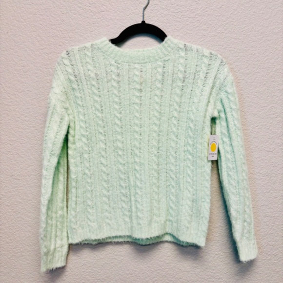 NWT Love Ellie kids “Katya” cable knit sweater in Mint - Picture 1 of 5